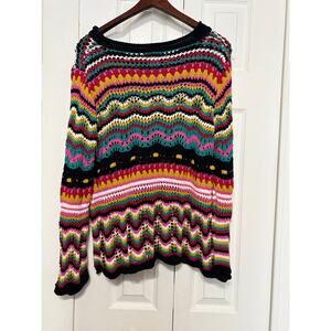 La Seine Y2K Colorful Open Knit Sweater Large